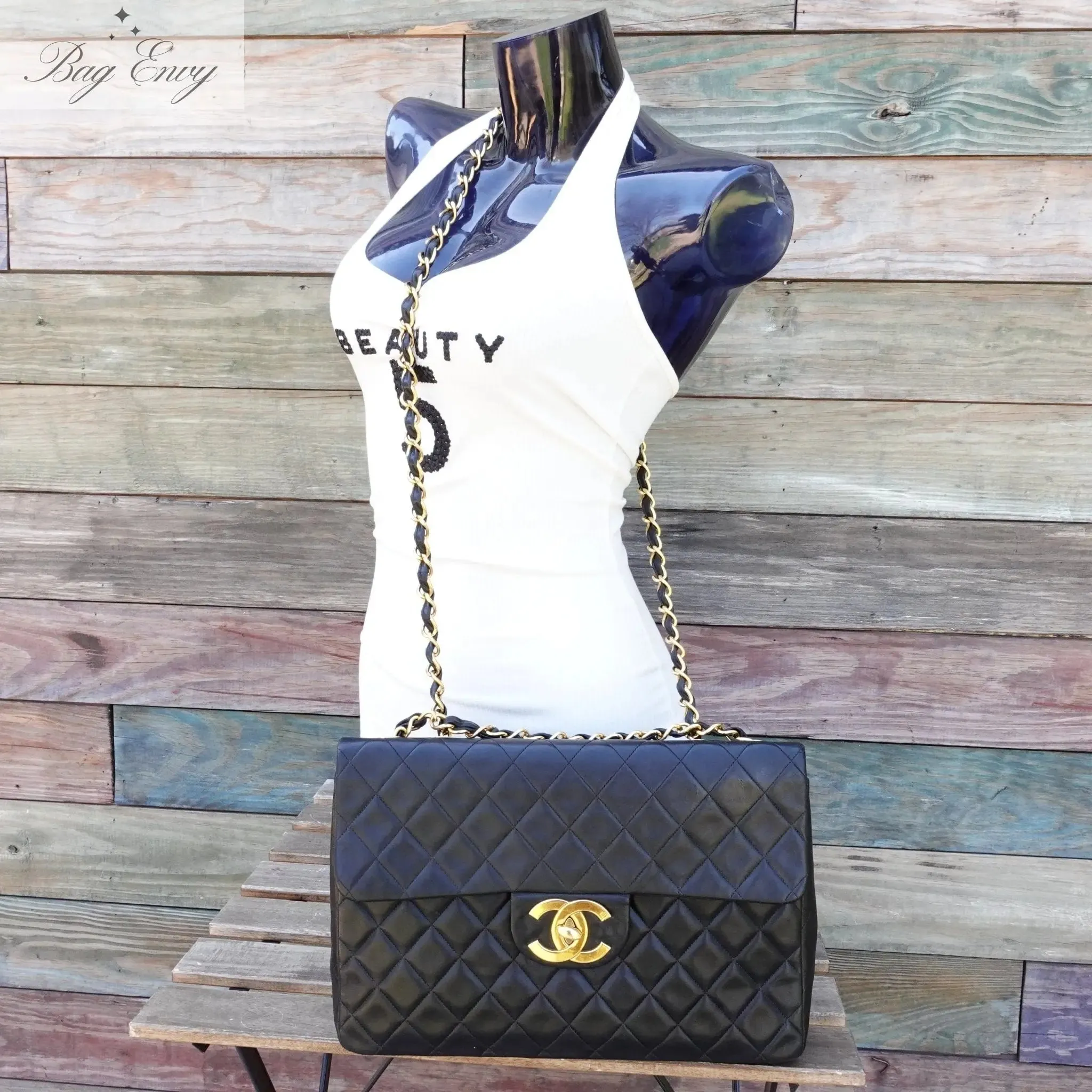 CHANEL Lambskin Jumbo XL Classic Single Flap Bag