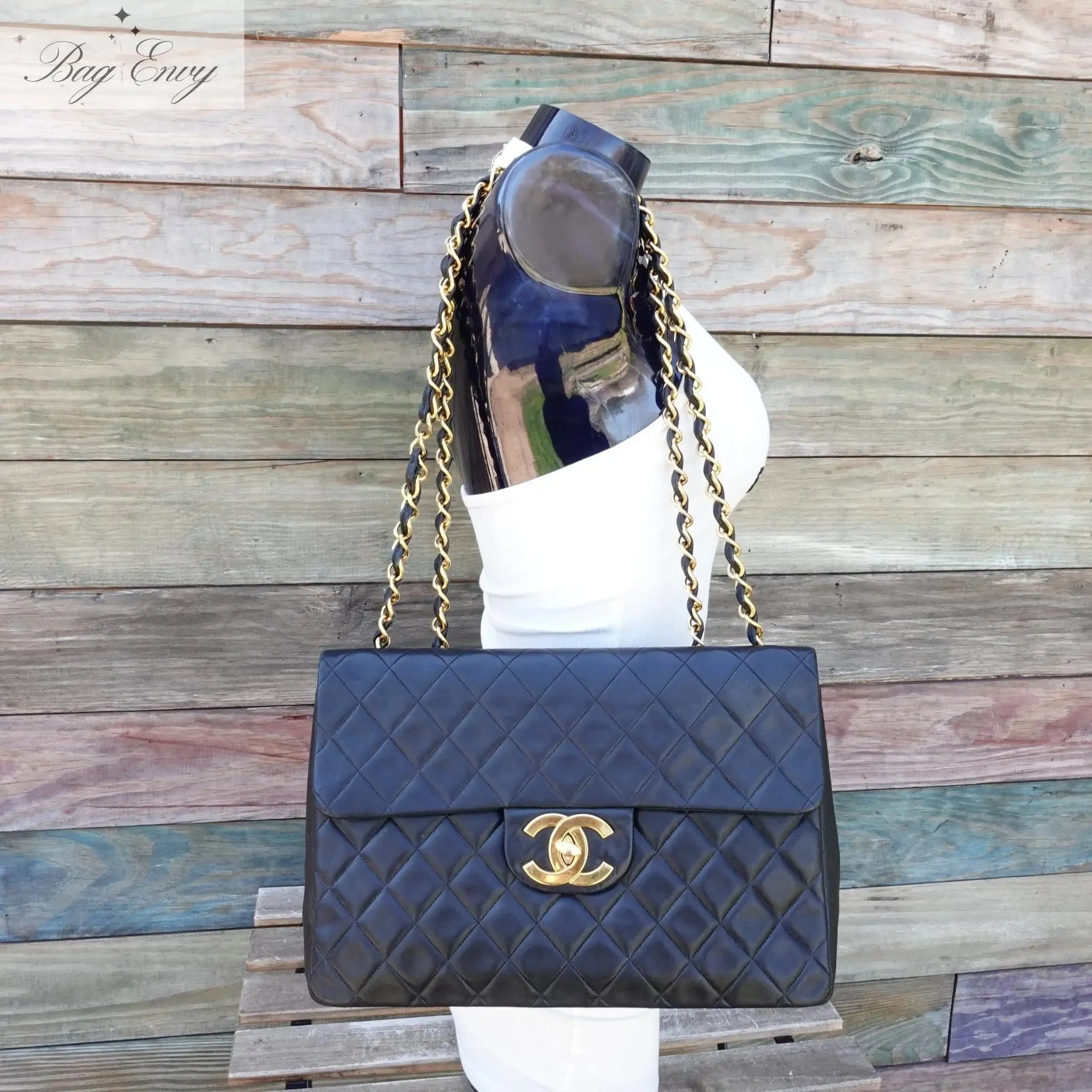 CHANEL Lambskin Jumbo XL Classic Single Flap Bag