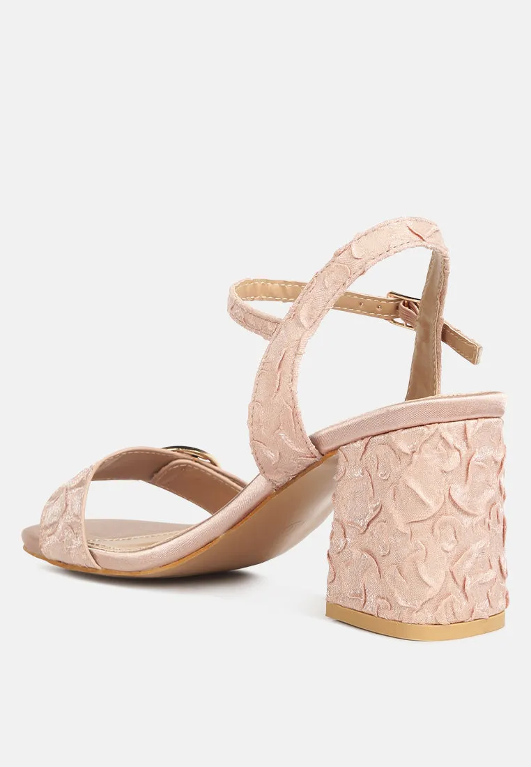 Chaplet Textured Block Heel Sandals By Ruw