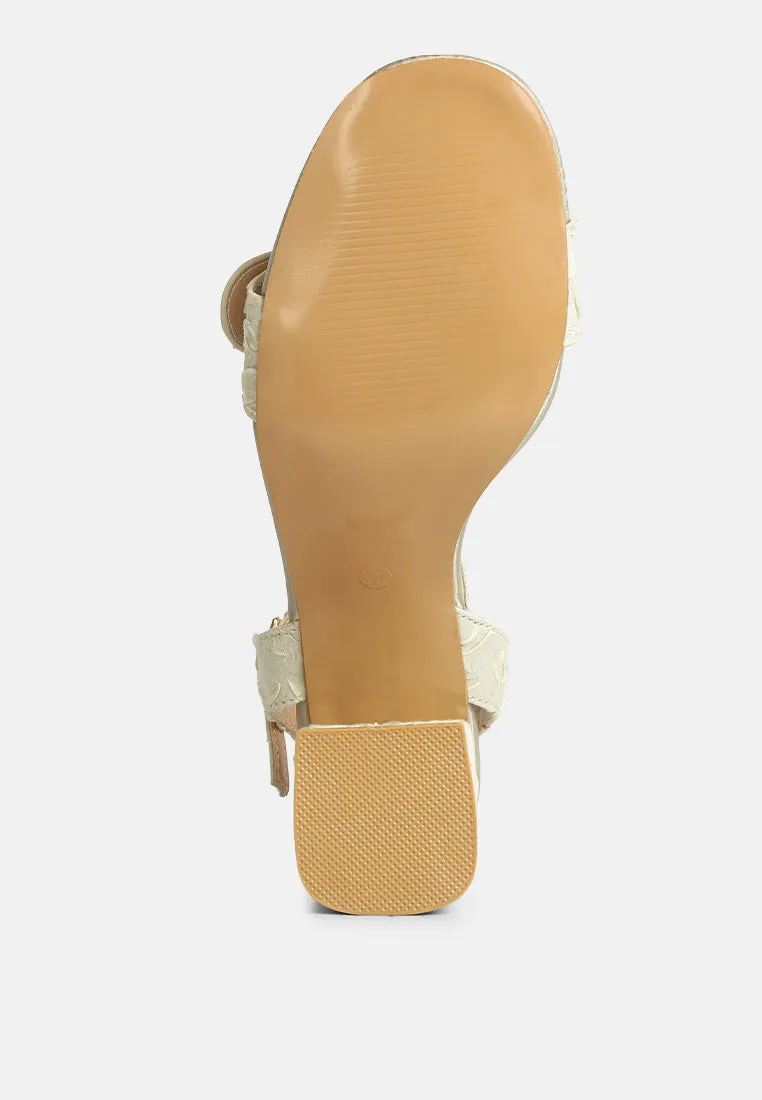 Chaplet Textured Block Heel Sandals By Ruw