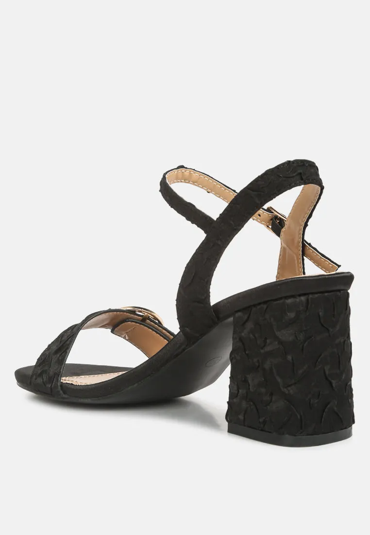 Chaplet Textured Block Heel Sandals By Ruw