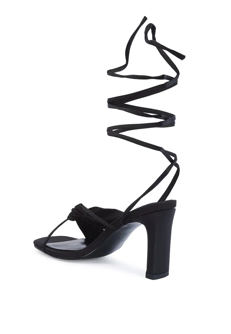 Chasm Satin Ruched Strap Tie Up Sandals By Ruw