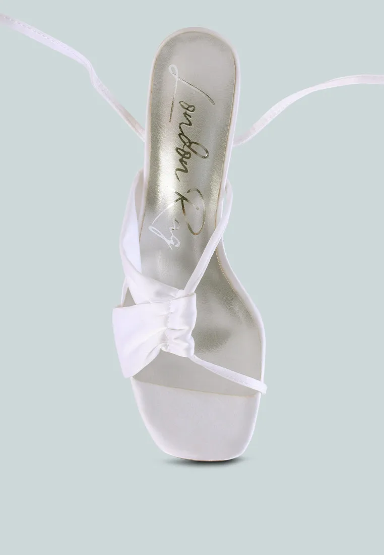 Chasm Satin Ruched Strap Tie Up Sandals By Ruw