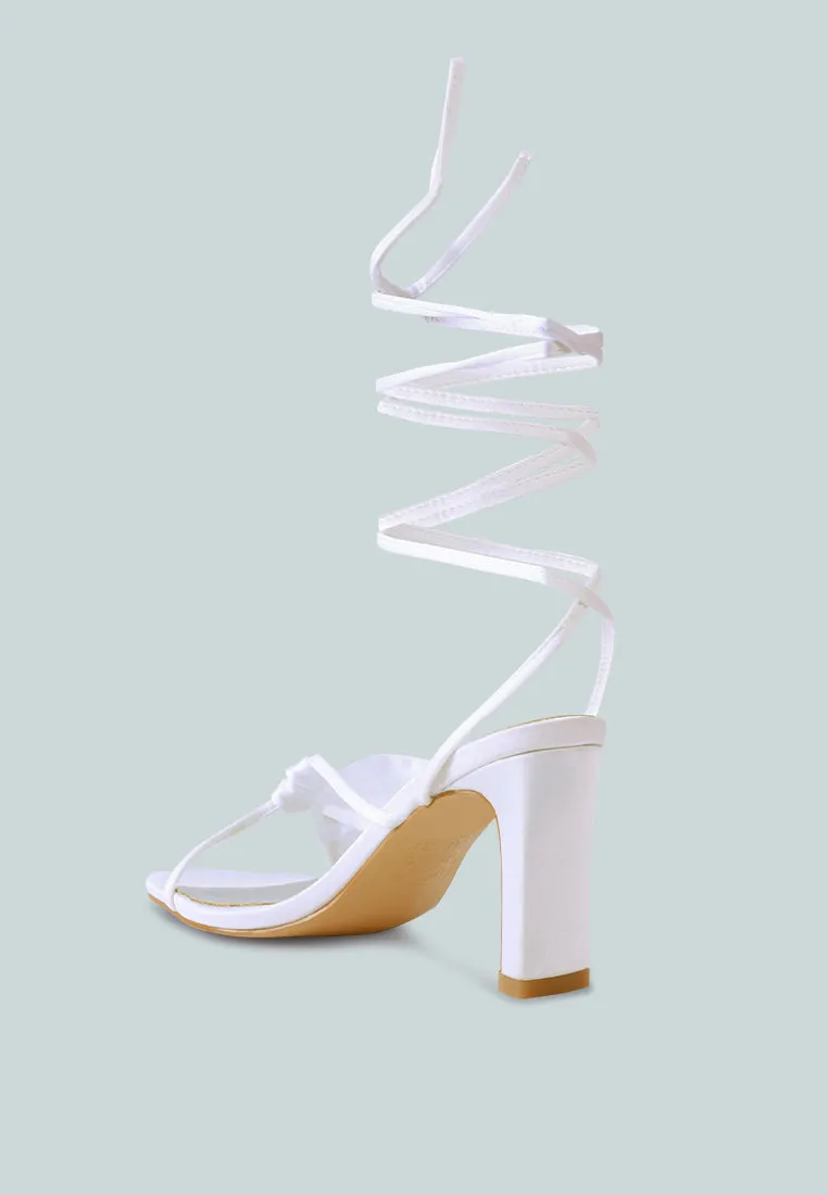 Chasm Satin Ruched Strap Tie Up Sandals By Ruw