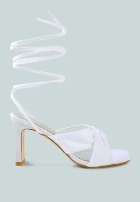 Chasm Satin Ruched Strap Tie Up Sandals By Ruw Chasm Satin Ruched Strap Tie Up Sandals By Ruw