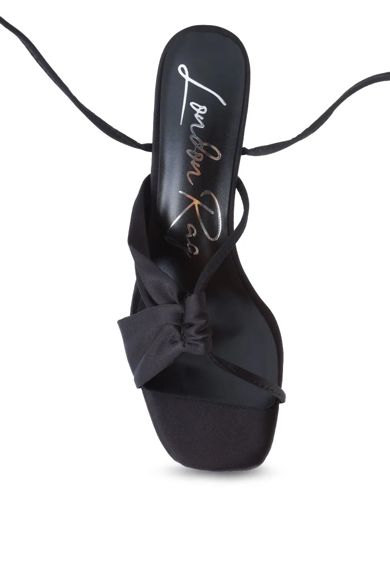 Chasm Satin Ruched Strap Tie Up Sandals By Ruw