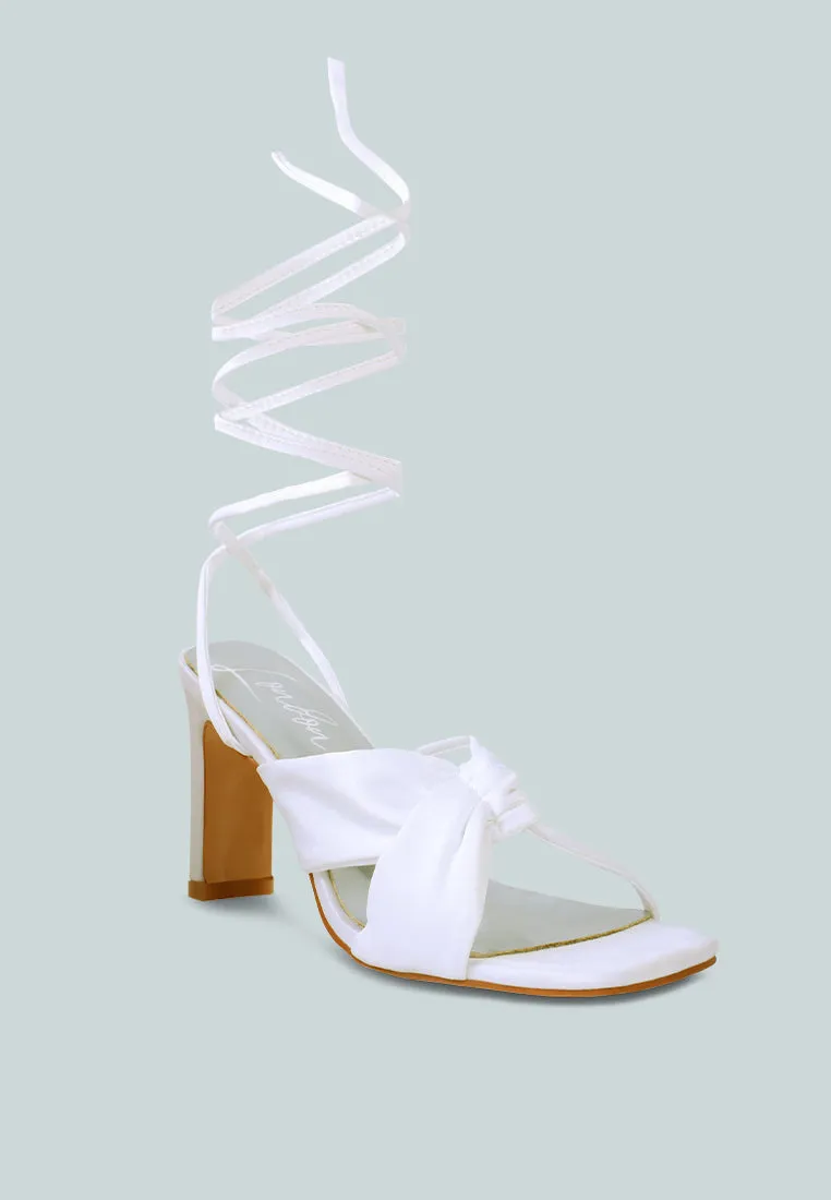 Chasm Satin Ruched Strap Tie Up Sandals By Ruw