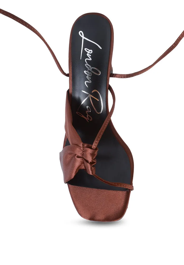 Chasm Satin Ruched Strap Tie Up Sandals By Ruw