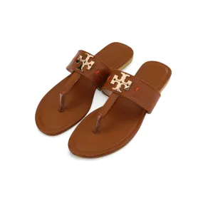 Chic Women's Flat Thong Sandals with Gold Logo Chic Women's Flat Thong Sandals with Gold Logo