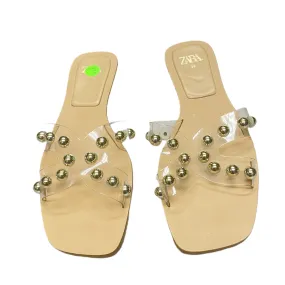 Clear Sandals Flats By Zara, Size: 8.5 Clear Sandals Flats By Zara, Size: 8.5