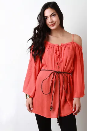 Cold Shoulder Long Sleeve Peasant Blouse Cold Shoulder Long Sleeve Peasant Blouse