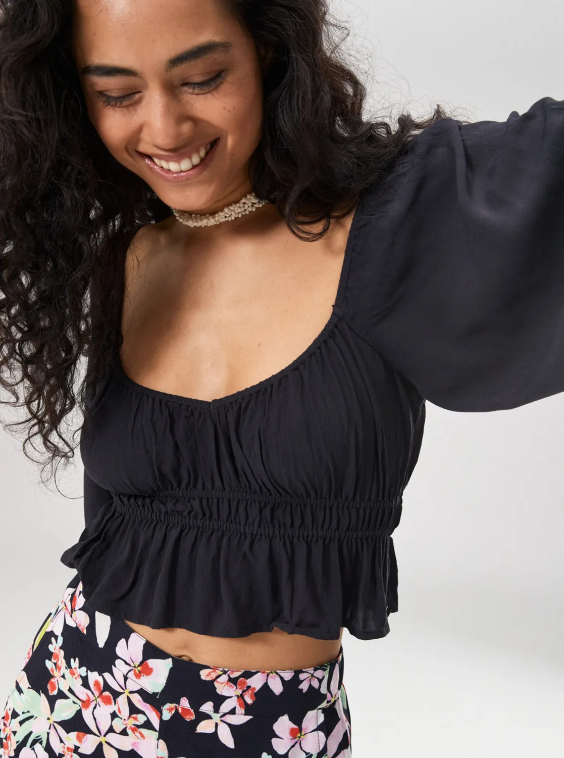 Cool Winds Woven Top Woven Top - Anthracite