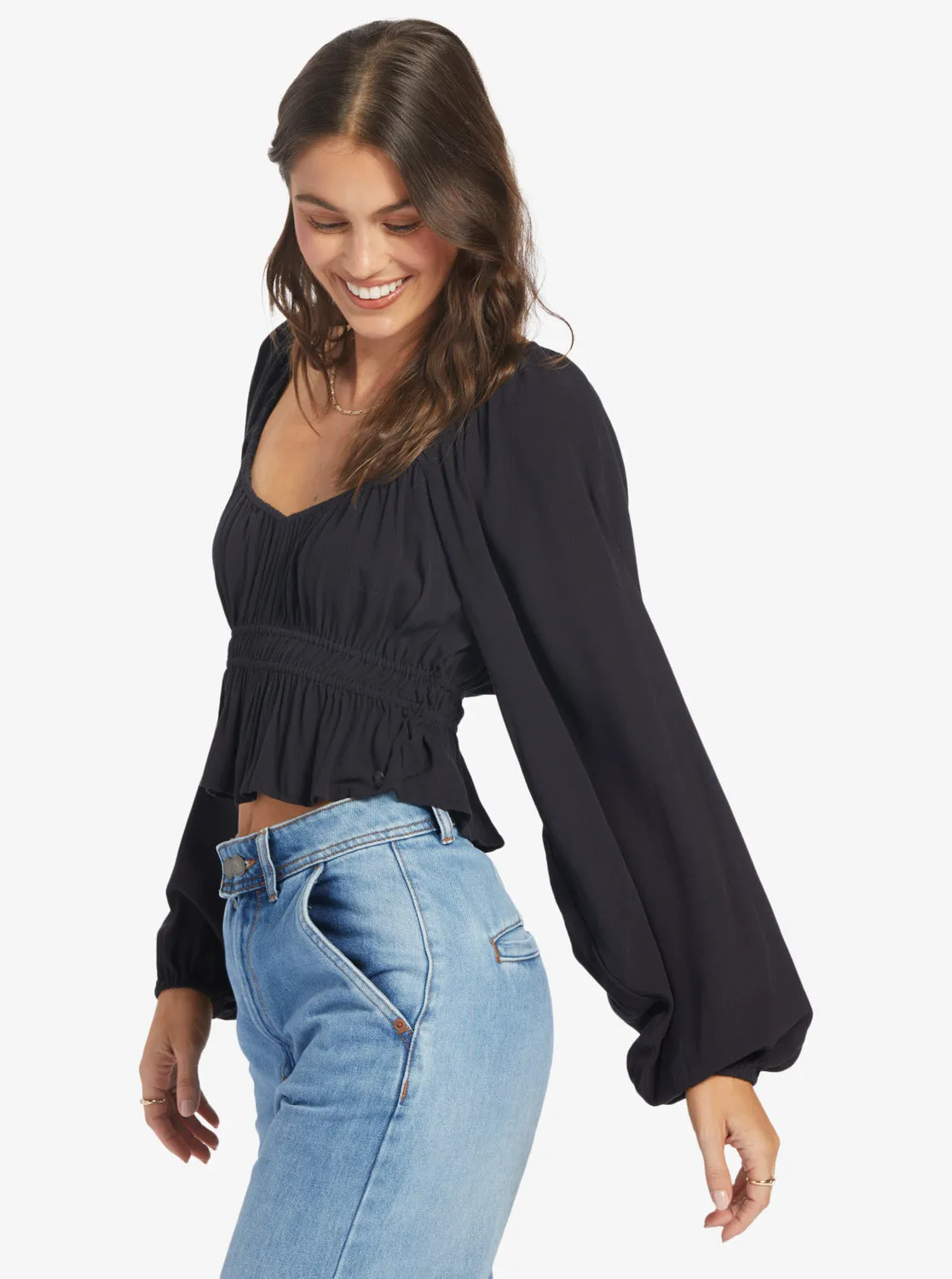 Cool Winds Woven Top Woven Top - Anthracite