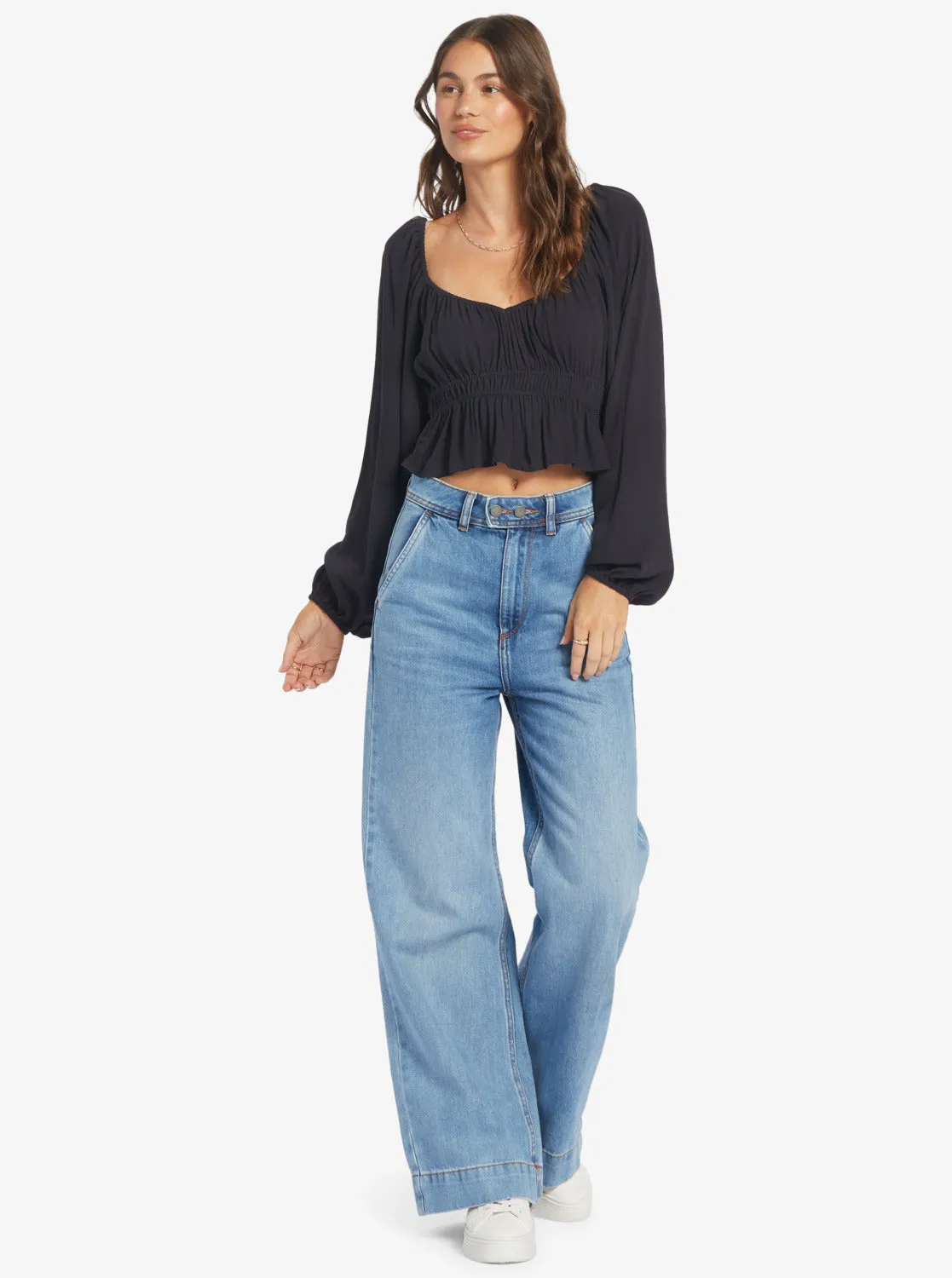 Cool Winds Woven Top Woven Top - Anthracite