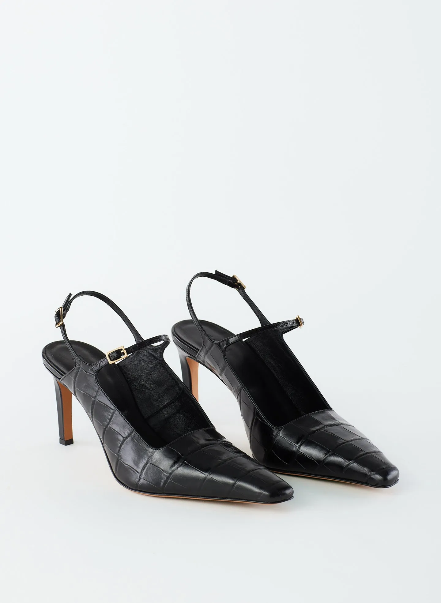 Croc Print Bob Slingback