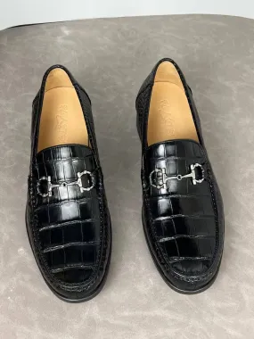 Crocodile Shoes Crocodile Loafer Slip-On Shoes  Black Crocodile Shoes Crocodile Loafer Slip-On Shoes  Black