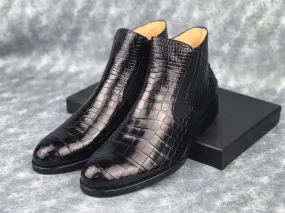 Crocodile Shoes Genuine Skin Crocodile Leather Chelsea Ankle Boots Crocodile Shoes Genuine Skin Crocodile Leather Chelsea Ankle Boots