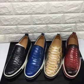 Crocodile Shoes Men's Casual Slip-On Fashion Python Roller-Boat Sneakers Crocodile Shoes Men's Casual Slip-On Fashion Python Roller-Boat Sneakers