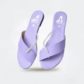 Cross Strap Toe Sliders Purple Cross Strap Toe Sliders Purple