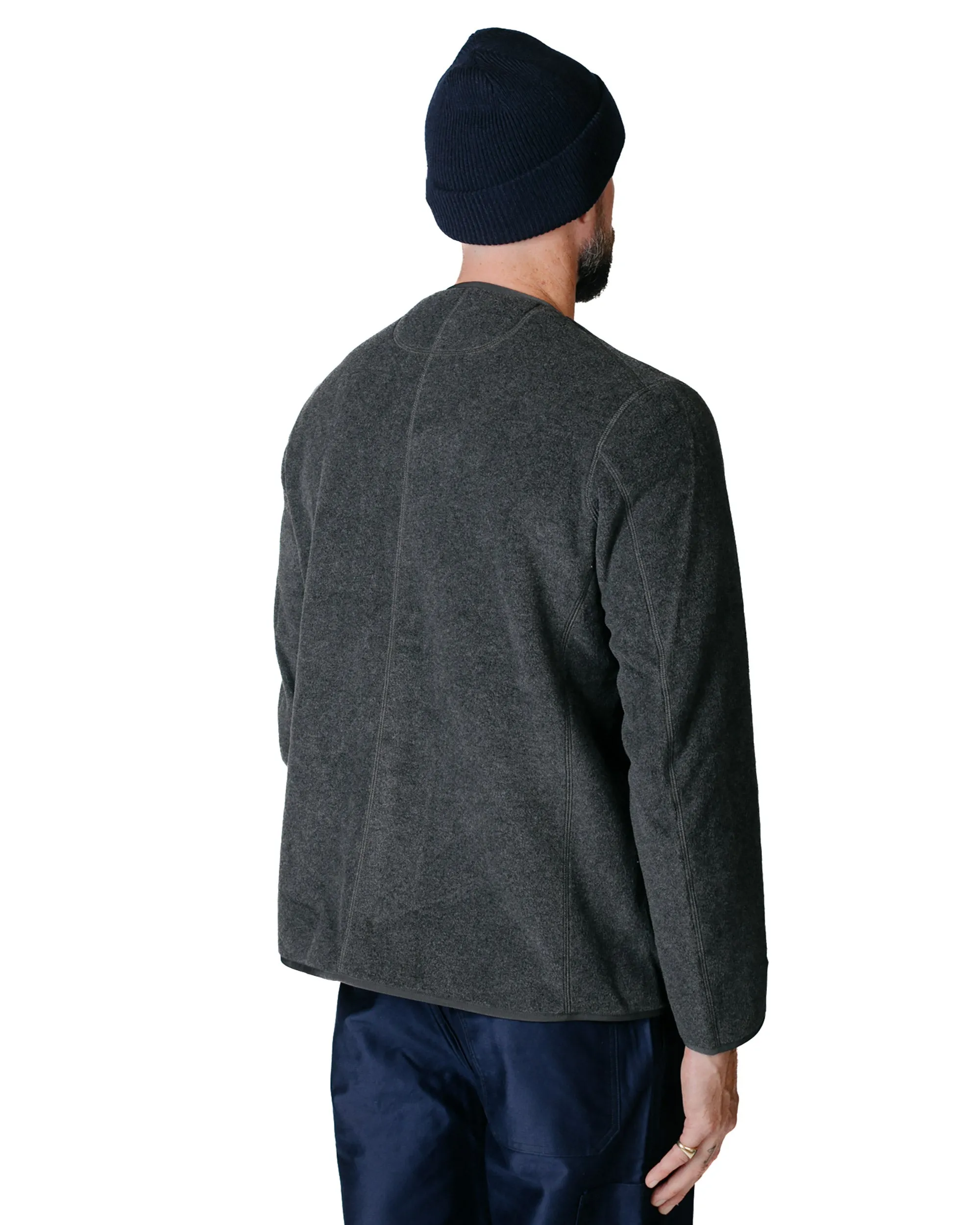 Danton Fleece Collarless Jacket Charcoal Grey