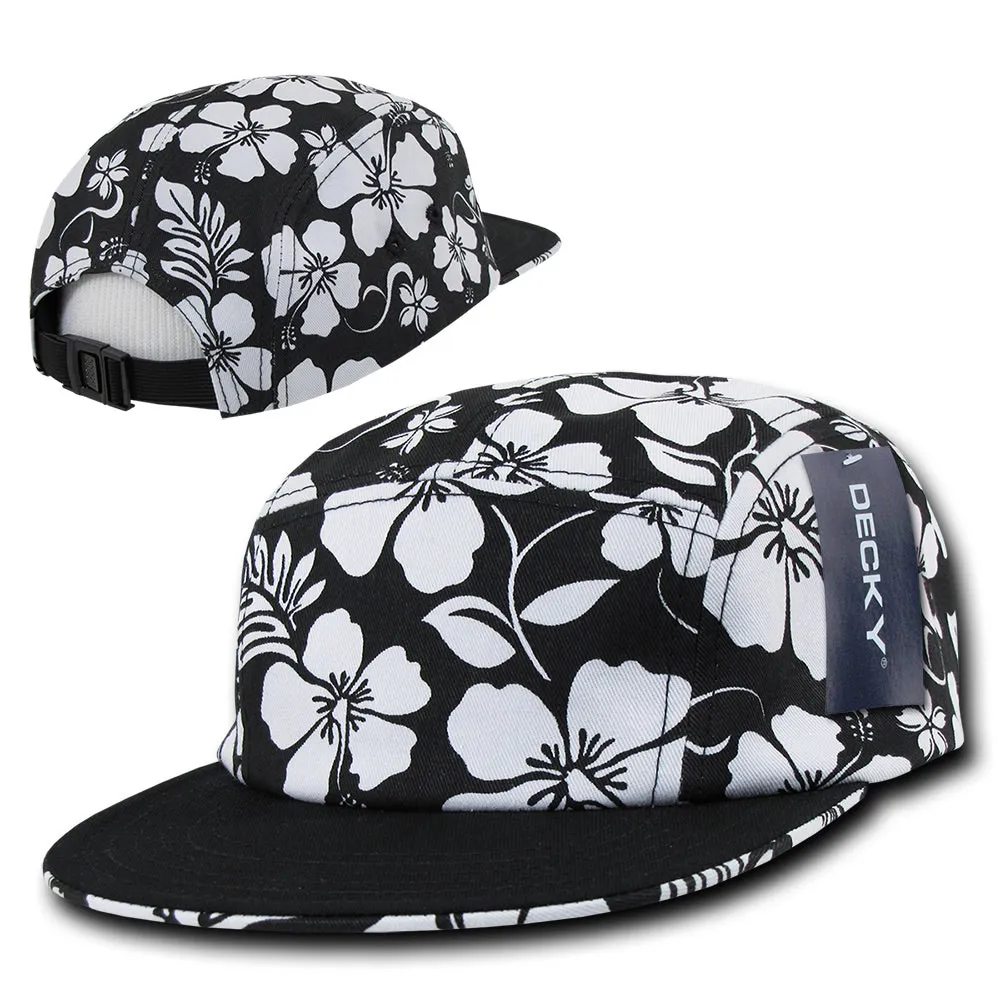 Decky 1070 5-Panel Floral Tropical Racer Racing Jockey Hat Camper Cap Solid Bill