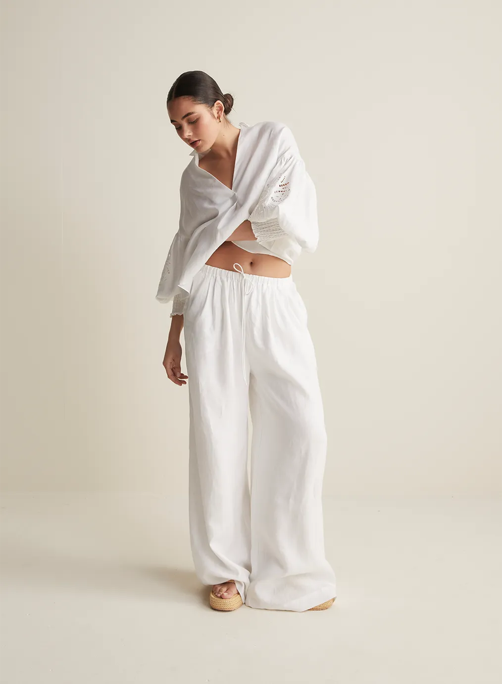 Devon Linen Pant | Optical White | Restock