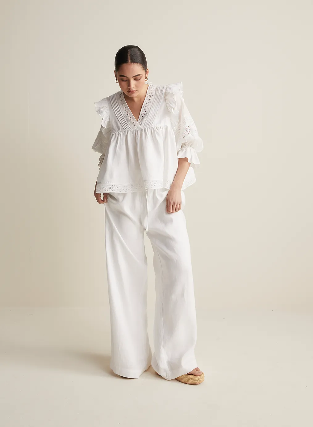 Devon Linen Pant | Optical White | Restock