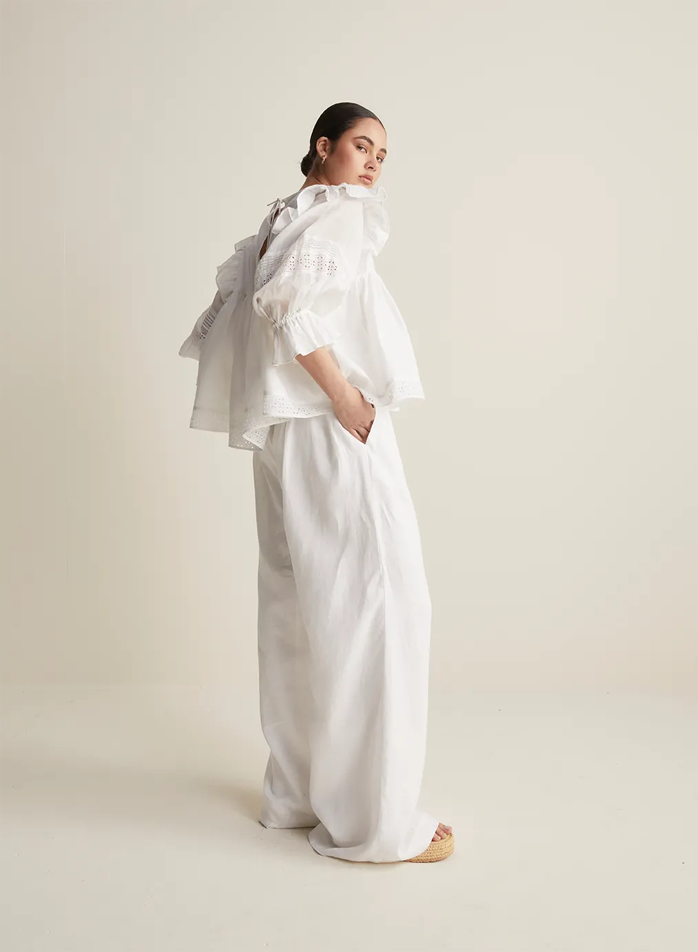 Devon Linen Pant | Optical White | Restock