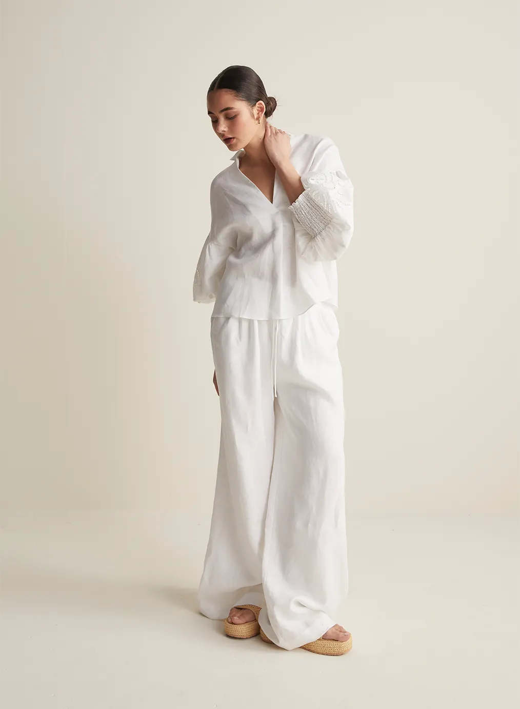 Devon Linen Pant | Optical White | Restock