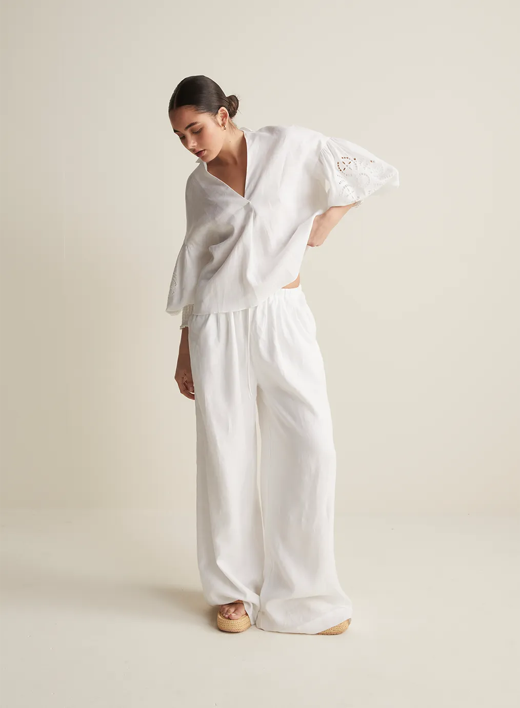 Devon Linen Pant | Optical White | Restock