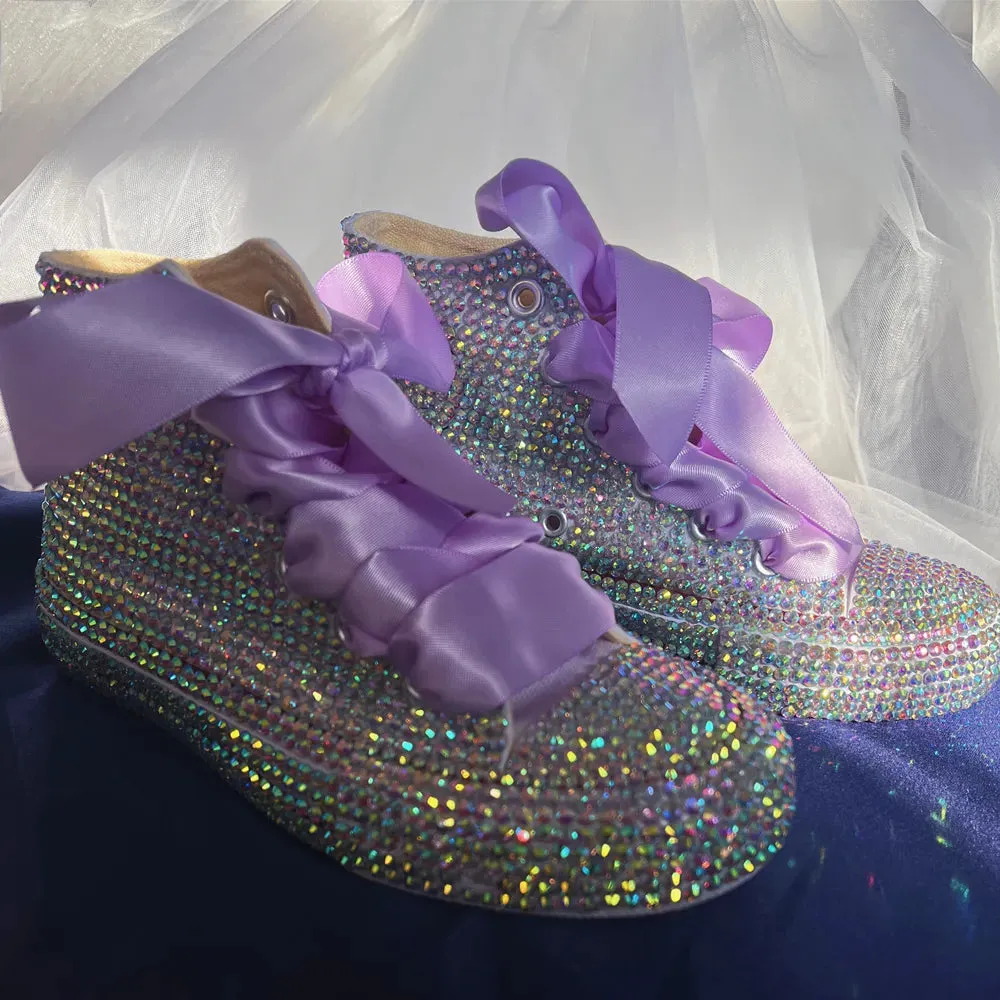 Dollbling  Sparkle Color Change Flipping Sequins High Top Casual Canvas Shoes for Kids Rhinestones Canvas Sneakers