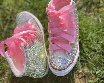 Dollbling  Sparkle Color Change Flipping Sequins High Top Casual Canvas Shoes for Kids Rhinestones Canvas Sneakers