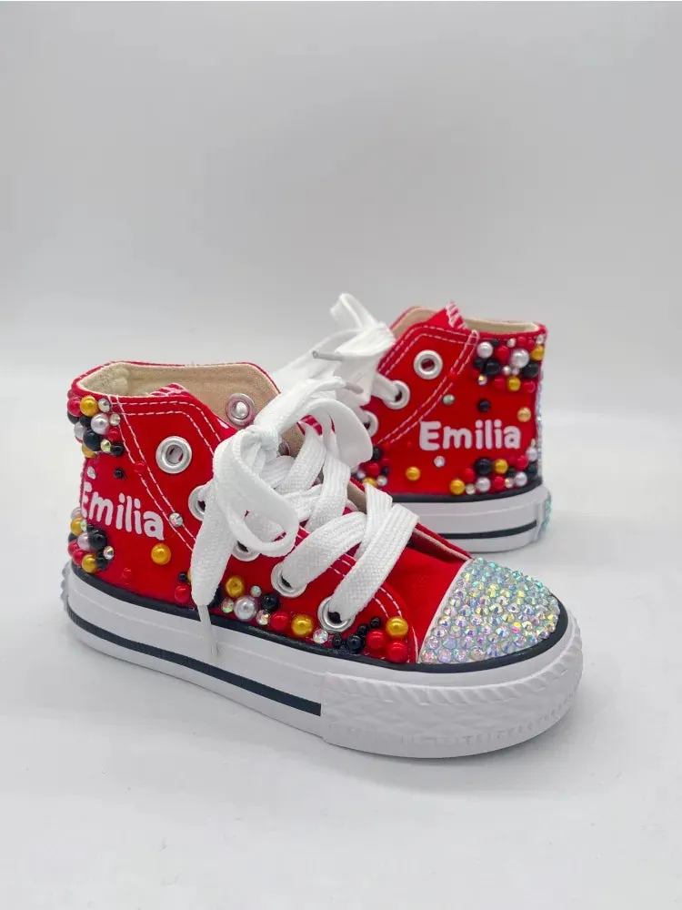 Dollbling  Sparkle Color Change Flipping Sequins High Top Casual Canvas Shoes for Kids Rhinestones Canvas Sneakers