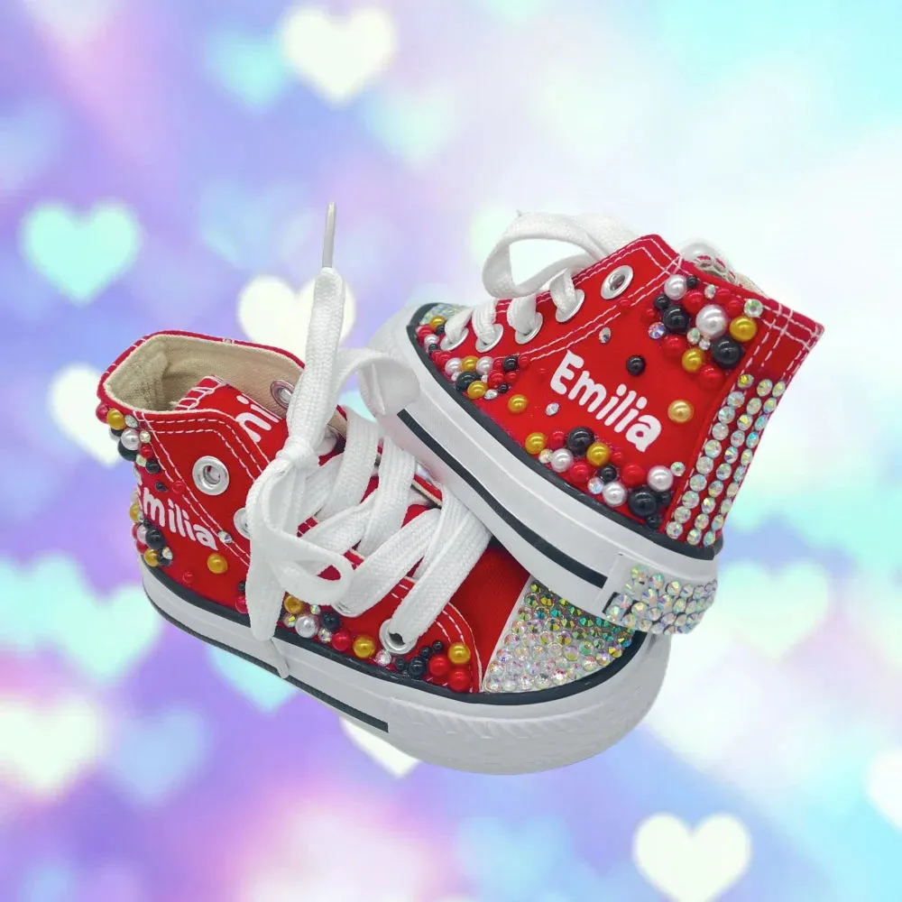 Dollbling  Sparkle Color Change Flipping Sequins High Top Casual Canvas Shoes for Kids Rhinestones Canvas Sneakers