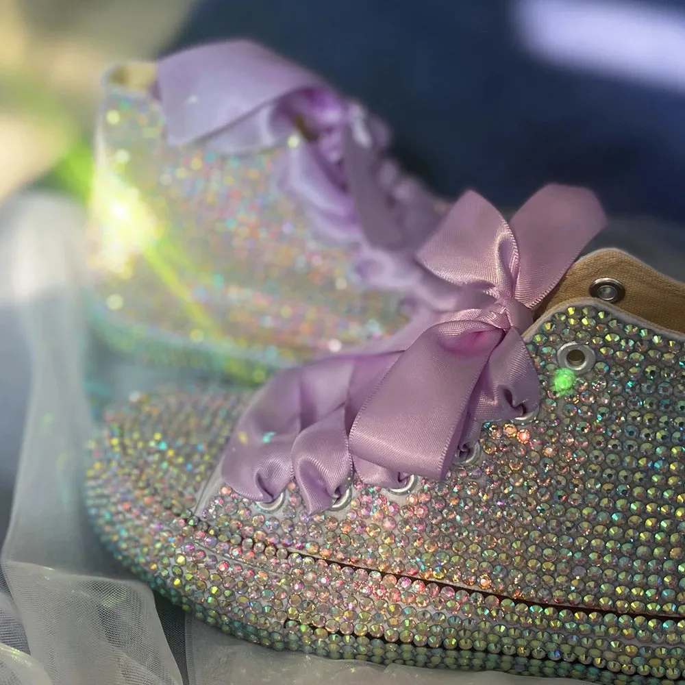 Dollbling  Sparkle Color Change Flipping Sequins High Top Casual Canvas Shoes for Kids Rhinestones Canvas Sneakers