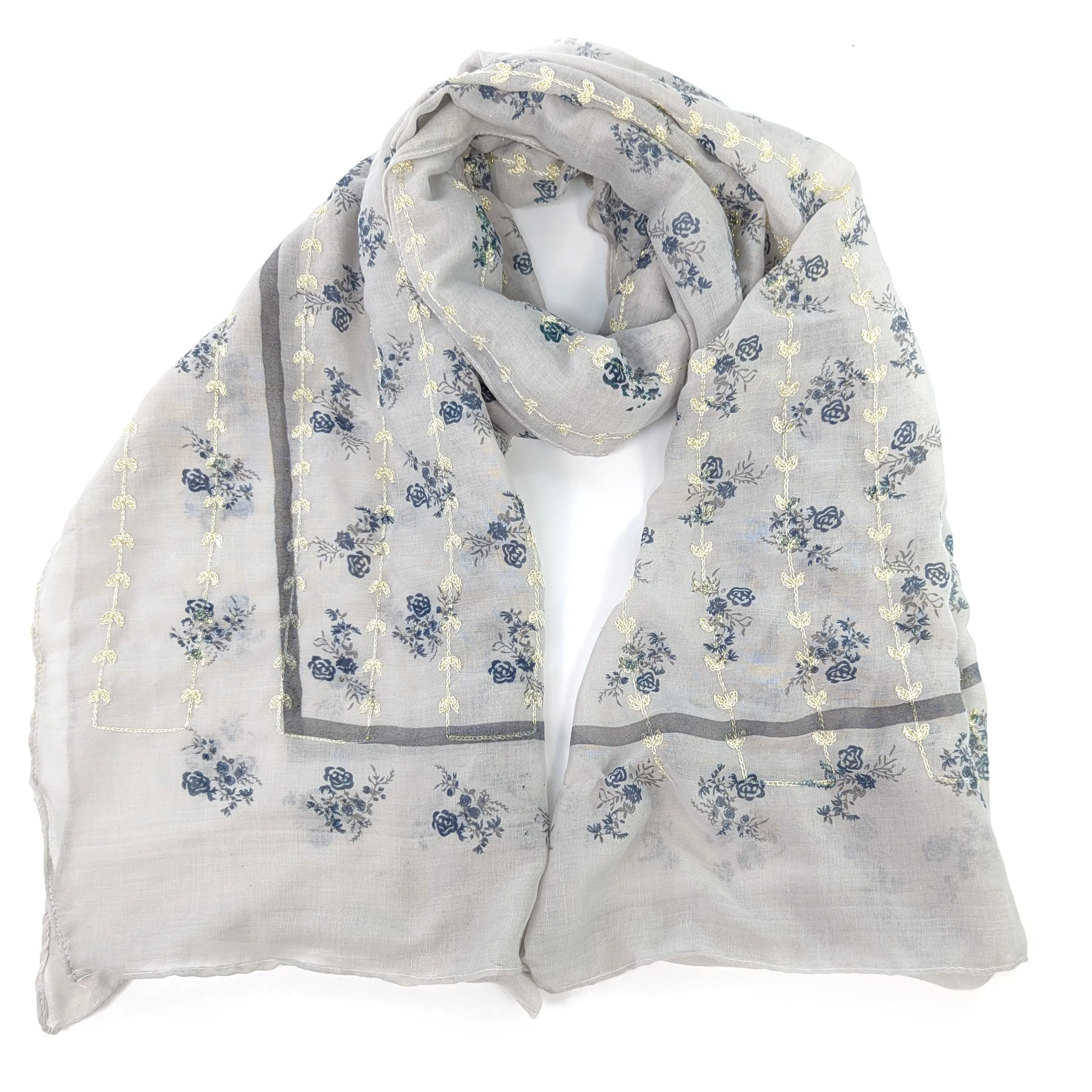 Embroidered Flower Ladies Fashion Scarf