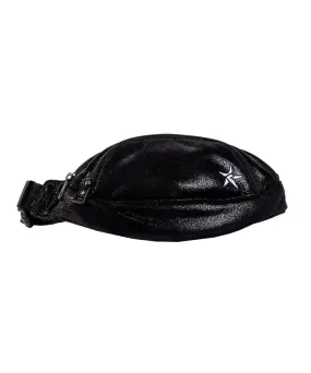 Faux Suede in Black Youth Rebel Fanny Pack with Black Zipper Faux Suede in Black Youth Rebel Fanny Pack with Black Zipper