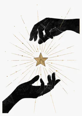 Female Hands Black And Gold Magical Witch Wall Art Print  'Upon A Star' Female Hands Black And Gold Magical Witch Wall Art Print  'Upon A Star'