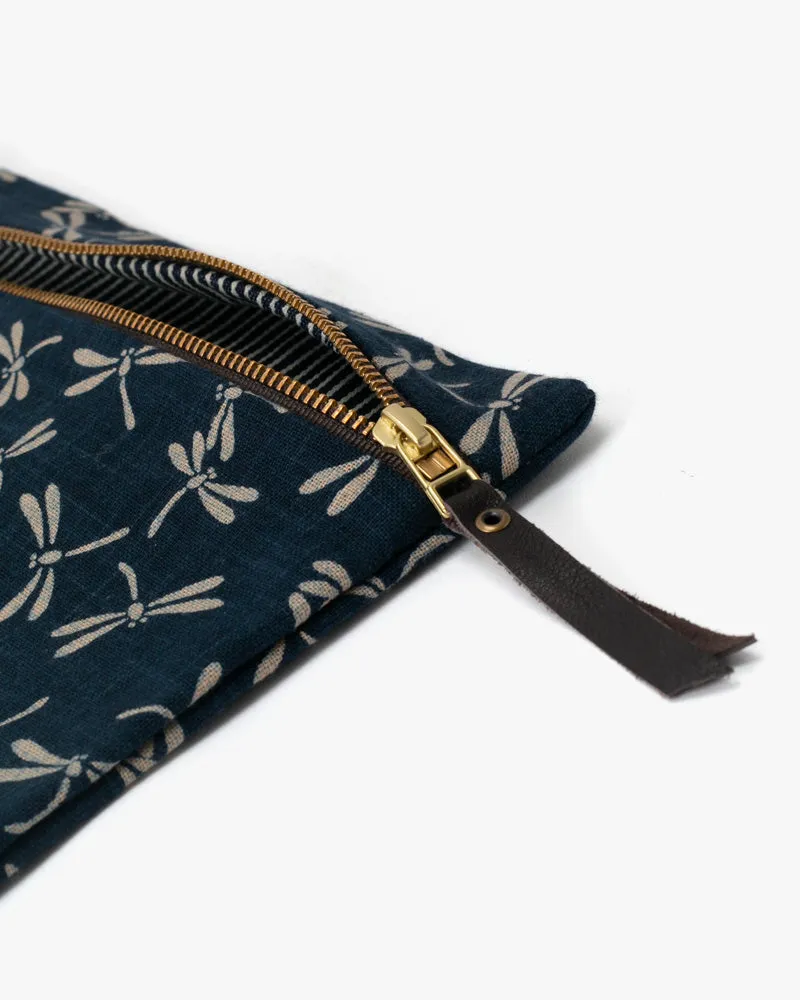 Flat Medium Zipper Pouch, Indigo Large Tonbo