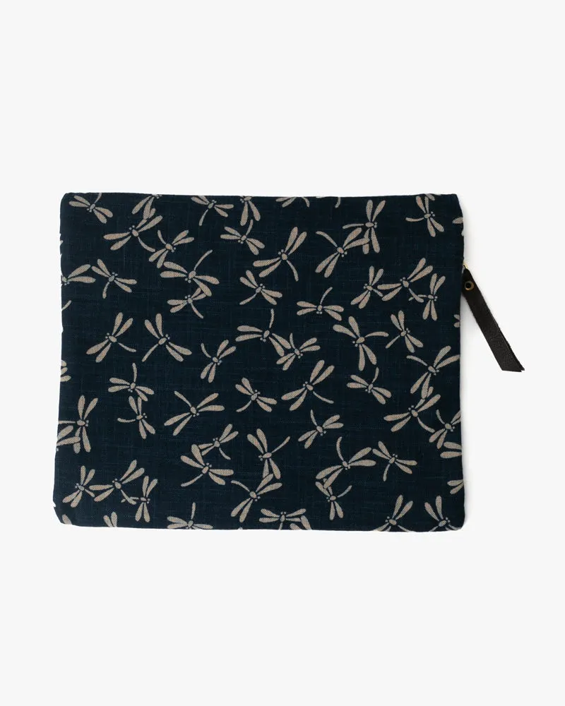 Flat Medium Zipper Pouch, Indigo Large Tonbo