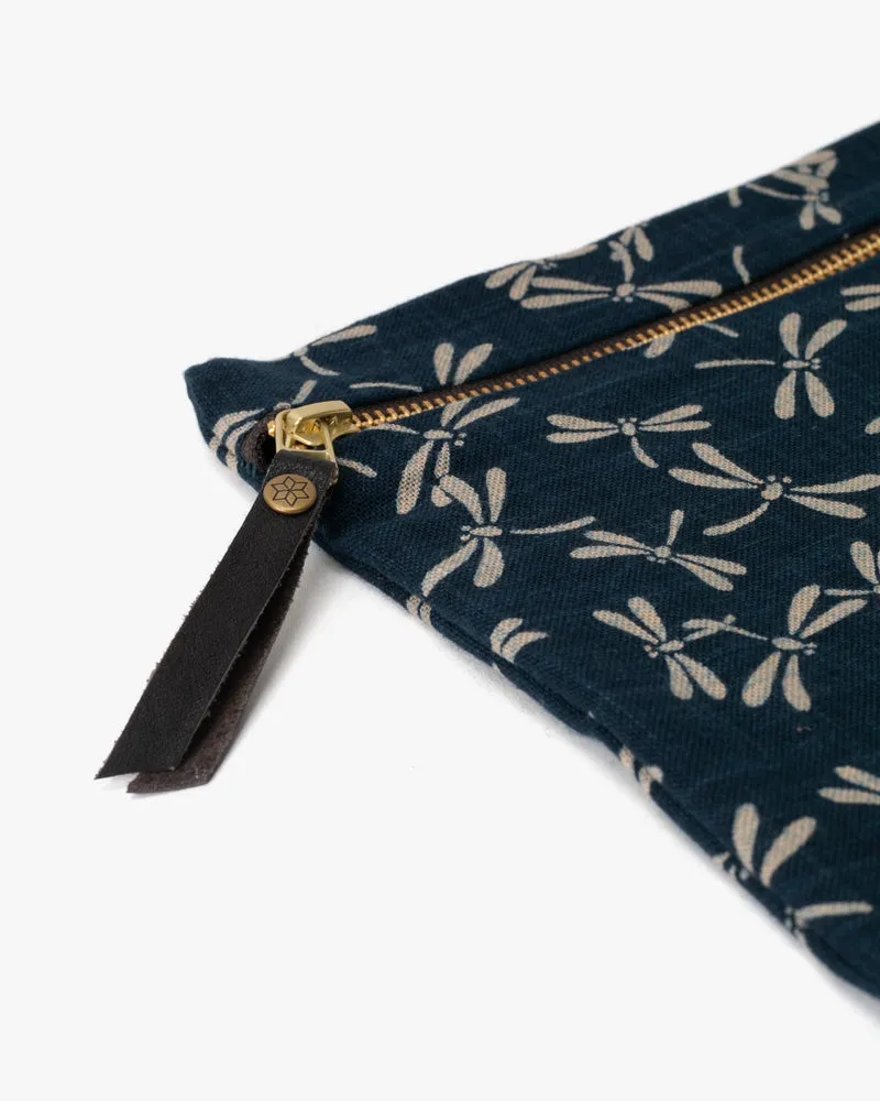 Flat Medium Zipper Pouch, Indigo Large Tonbo