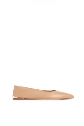 Fleur Ballerina Flat Shoe in Nude Nappa Leather Fleur Ballerina Flat Shoe in Nude Nappa Leather