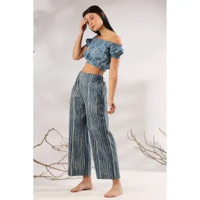 Floral Mosaic Off-Shoulder Top with Contrast Stripes on Co-ordinate set Floral Mosaic Off-Shoulder Top with Contrast Stripes on Co-ordinate set