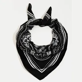 Floral Pattern Print Square Scarf in Black Floral Pattern Print Square Scarf in Black