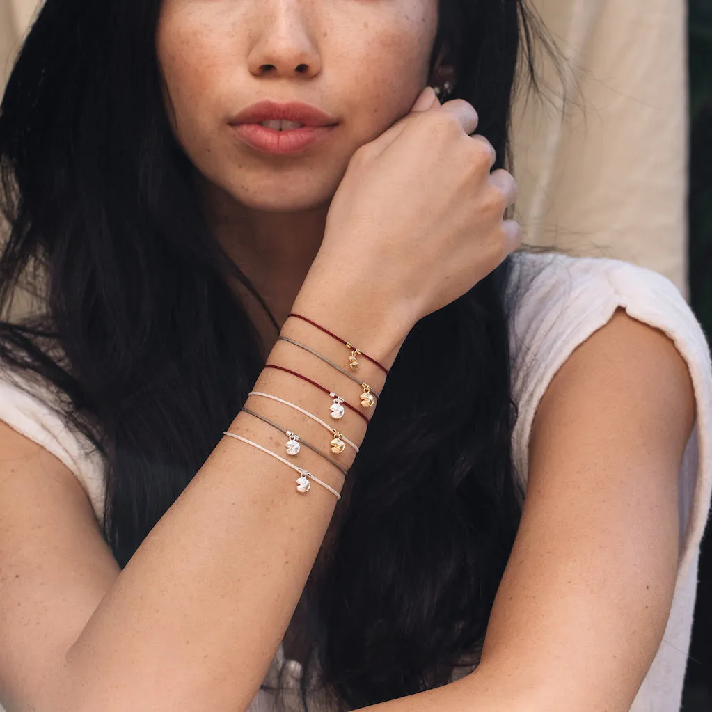 Fortune Cookie String Bracelet (Burgundy) - Gold