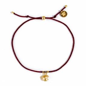 Fortune Cookie String Bracelet (Burgundy) - Gold Fortune Cookie String Bracelet (Burgundy) - Gold