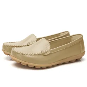 Genuine Leather Shoes Woman Soft Boat Flats Ladies Loafers Non-Slip Sturdy Sole Genuine Leather Shoes Woman Soft Boat Flats Ladies Loafers Non-Slip Sturdy Sole