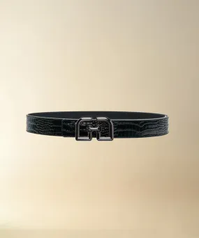 GFJ Golf Men's Classic Croco Belt Strap   GG Buckle Belt - Black GFJ Golf Men's Classic Croco Belt Strap   GG Buckle Belt - Black