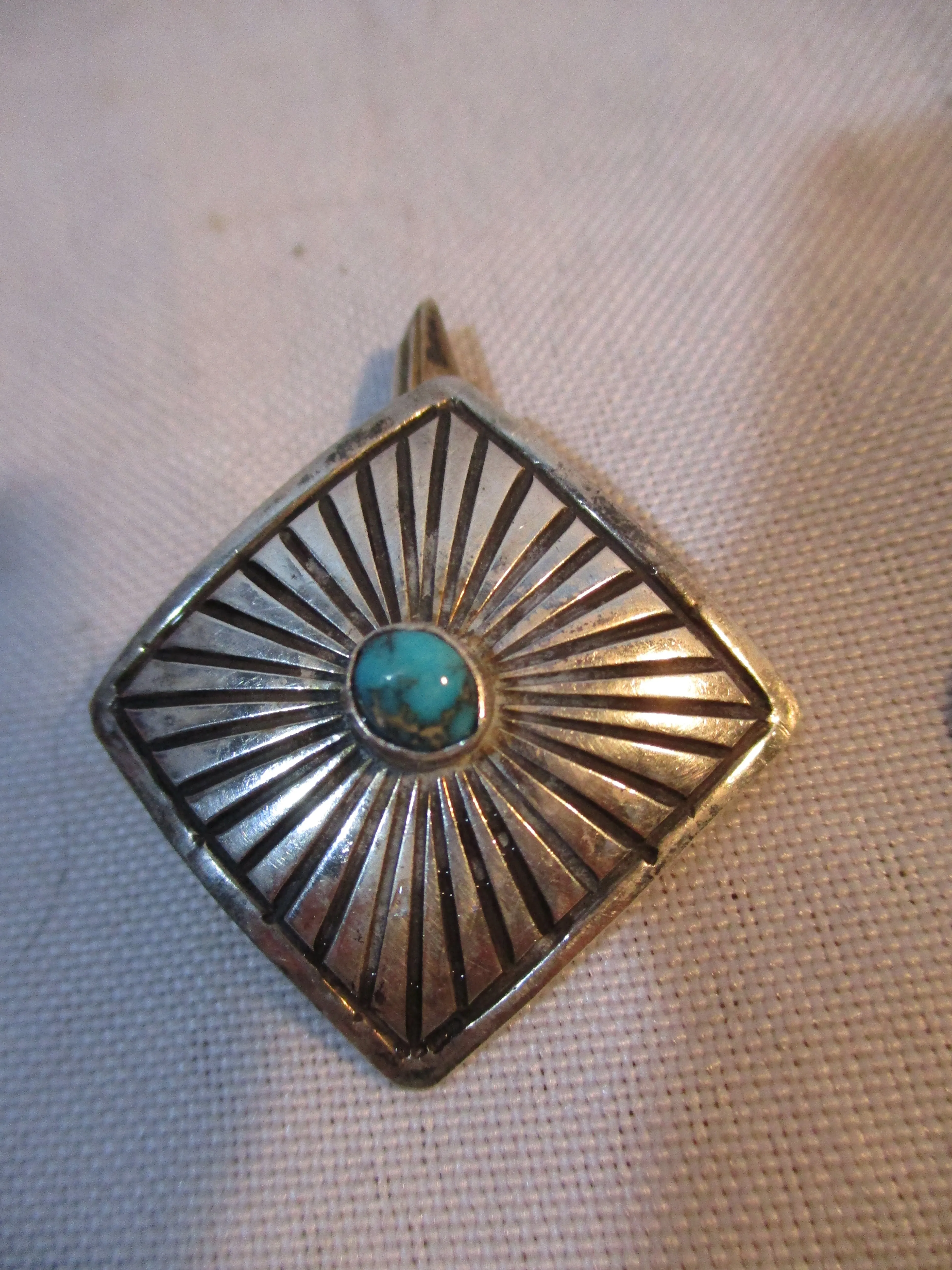 Handmade Sterling Silver STARBURST TURQUOISE Native CUFFLINK Set Cowboy