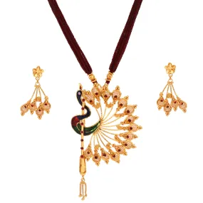 Hangsomukhi Mayur Pendant With Matching Earrings Hangsomukhi Mayur Pendant With Matching Earrings